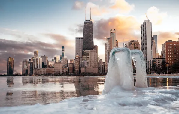 Картинка зима, город, Chicago