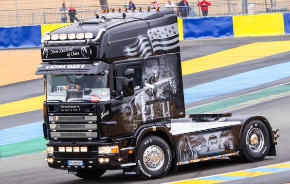 Картинка Black, Truck, Scania, Horse, Scania V8