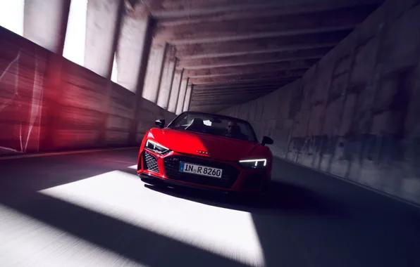 Картинка красный, туннель, Audi R8