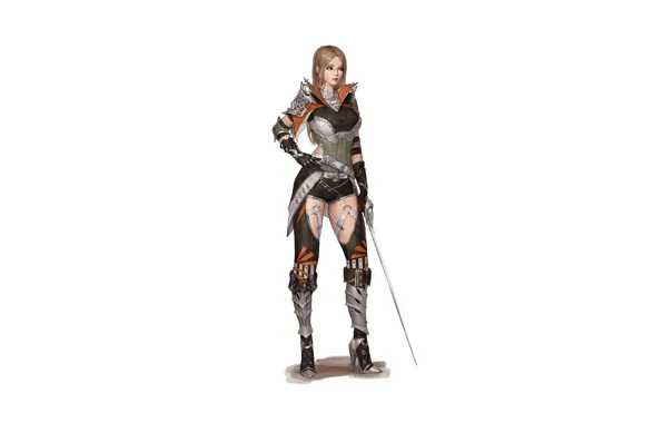 Картинка Girl, Art, Style, Illustration, Sword, Armor, Figure, Character, Cotta