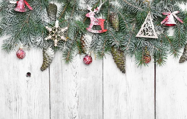 Картинка снег, украшения, Новый Год, Рождество, Christmas, wood, winter, snow, New Year, decoration, Merry, fir tree, …