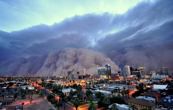 Картинка тучи, город, буря, катастрофа, Аризона, накрывает