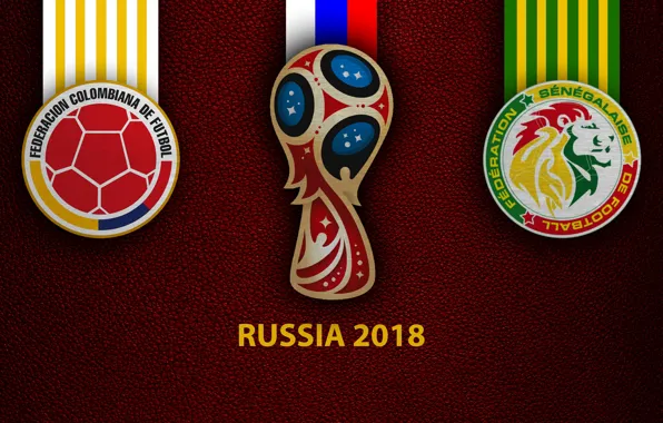 Картинка wallpaper, sport, logo, football, FIFA World Cup, Russia 2018, Colombia vs Senegal