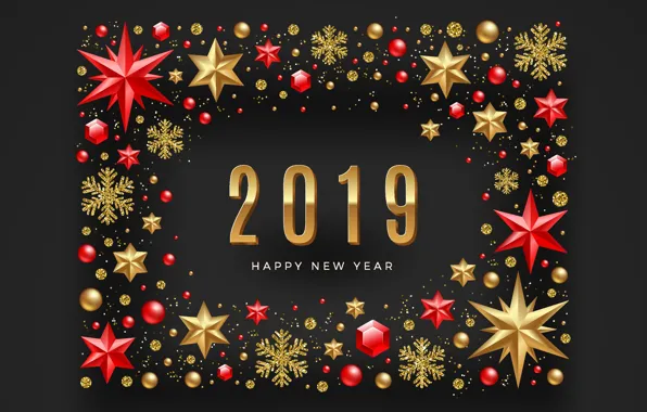 Картинка снежинки, праздник, цифры, Новый год, 2019, зведы