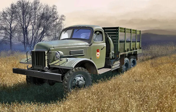 Картинка СССР, грузовой автомобиль, Повышенной проходимости, автомобиль военного назначения, ЗиС-151