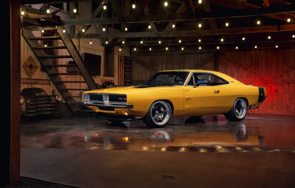 Картинка Dodge, Charger, Yellow, Dodge Charger, Garage, Ringbrothers, 2022, Captiv, Ringbrothers Dodge Charger