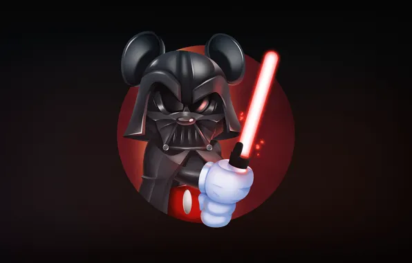 Картинка Darth Vader, Mickey Mouse, Vader, Mickey, Illustration, Dark side, Harvey Lanot, Mickeyvader, by Harvey Lanot