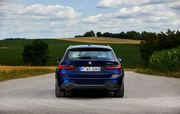Картинка BMW, 3-series, универсал, корма, тёмно-синий, 3er, 2020, G21, 330d xDrive Touring