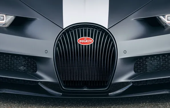 Картинка Bugatti, перед, решётка, Sport, W16, Chiron, спецсерия, 2021, матово-серый, Les Légendes du Ciel, 1500 л.с.