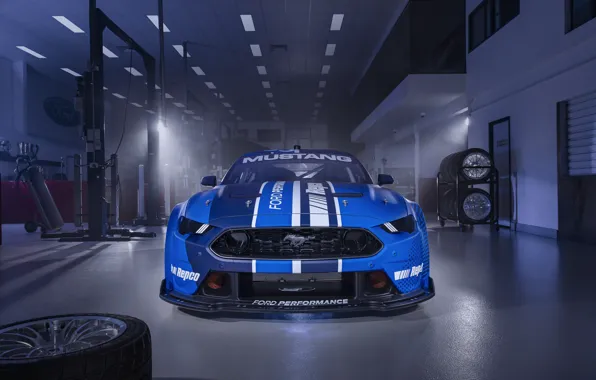 Картинка Mustang, Ford, Ford Mustang, Blue, Front, Face, 2022, Ford Mustang GT Supercar, GT Supercar