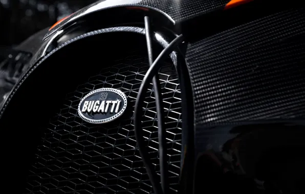 Картинка Bugatti, эмблема, гиперкар, Chiron, 2019, решётка радиатора, Super Sport 300+
