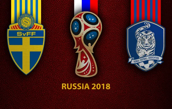 Картинка wallpaper, sport, logo, football, FIFA World Cup, Russia 2018, Sweden vs South Korea