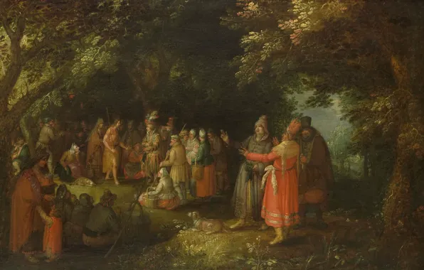 Картинка масло, картина, мифология, Проповедь Иоанна Крестителя, Давид Винкбонс, 1610, David Vinckboons