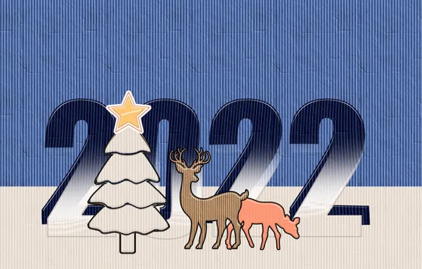 Картинка Новый год, ёлка, олени, 2022