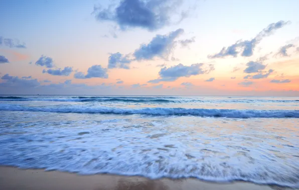 Картинка песок, море, волны, пляж, лето, небо, берег, summer, beach, sea, blue, seascape, sand, wave