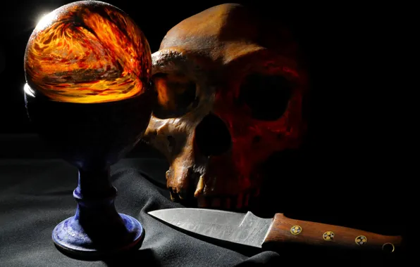 Картинка череп, шар, нож
