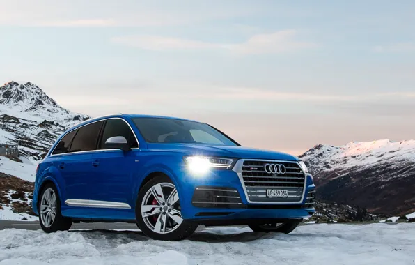 Картинка Audi, Blue, Snow, SQ7