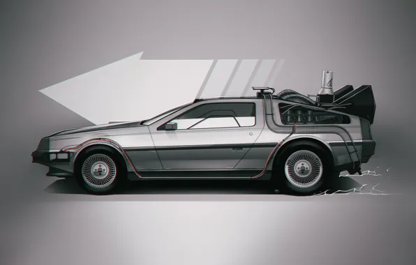 Картинка Авто, Машина, Назад в будущее, DeLorean DMC-12, Art, DeLorean, DMC-12, Back to the Future, Вид …