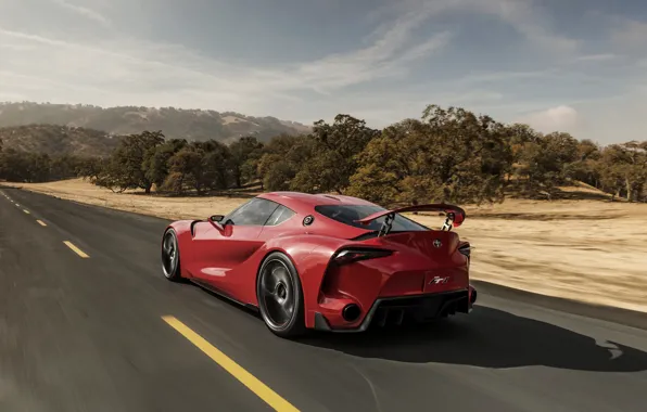 Картинка красный, купе, скорость, Toyota, антикрыло, 2014, FT-1 Concept
