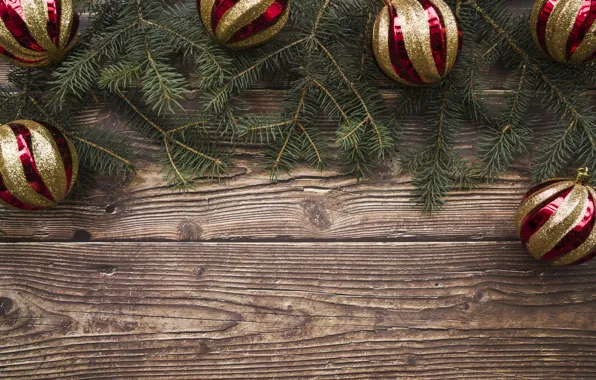 Картинка украшения, шары, Новый Год, Рождество, Christmas, balls, wood, New Year, decoration, Merry, fir tree, ветки …