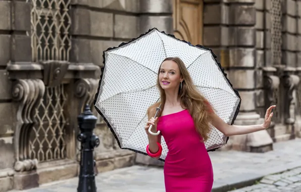 Картинка девушка, зонтик, модель, платье, Anastasiya
