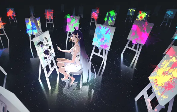 Картинка девушка, картины, Hololive, Ninomae Inanis, виртуальный ютубер, by KuroiEnpitsu