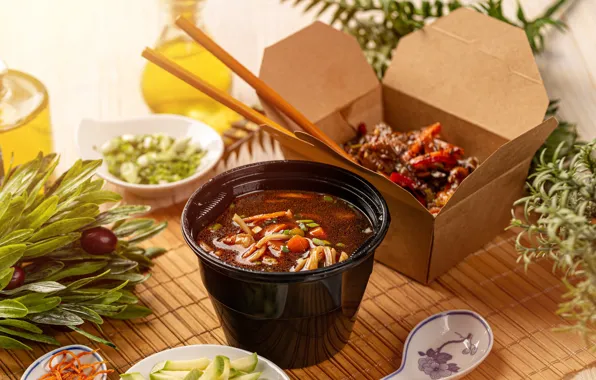 Картинка палочки, суп, овощи, лапша, азиатская кухня