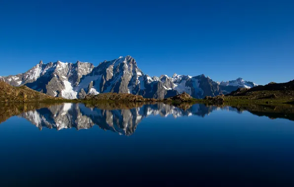 Картинка горы, озеро, отражение, Альпы, Италия