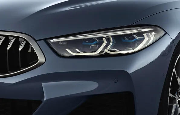 Картинка купе, фара, капот, BMW, решётка, бампер, Coupe, 2018, передняя часть, серо-синий, 8-Series, бледно-синий, M850i xDrive, …