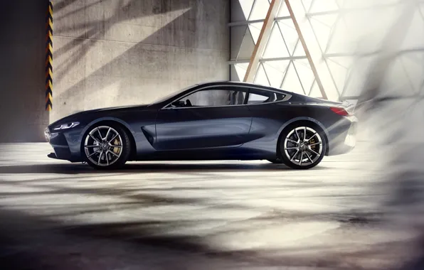 Картинка лучи, свет, купе, BMW, профиль, 2017, 8-Series Concept