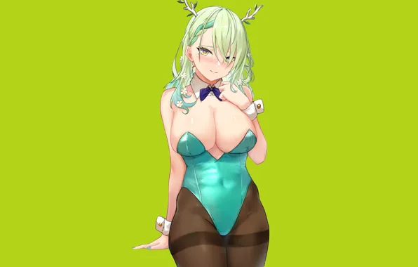 Картинка girl, boobs, anime, pretty, blonde, babe, dragon girl, clevage, bunny suit, bunny costume, kobayashi, sexy …