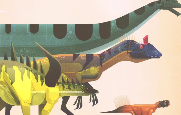 Картинка Минимализм, Стиль, Динозавр, Art, Style, Minimalism, Динозавры, Гиганты, Юрский период, Атлас динозавров, James Gilleard, Dinosaur …