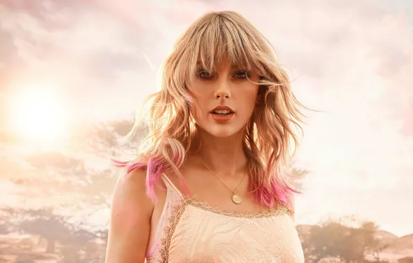 Картинка взгляд, девушка, лицо, волосы, блузка, Taylor Swift, цепочка