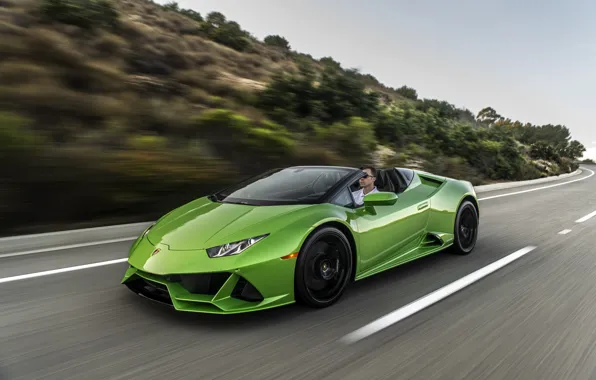 Картинка скорость, Lamborghini, Spyder, Evo, Huracan, 2019, Huracan Evo, North America version