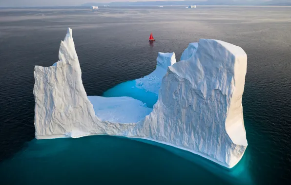 Картинка парусник, айсберг, iceberg, Гренландия, sailboat, greenland, Gerald Macua