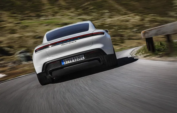 Картинка скорость, Porsche, вид сзади, Turbo S, 2020, Taycan