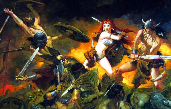 Картинка girl, sexy, redhead, battle, Conan The Barbarian, Red Sonja, she devil with a sword
