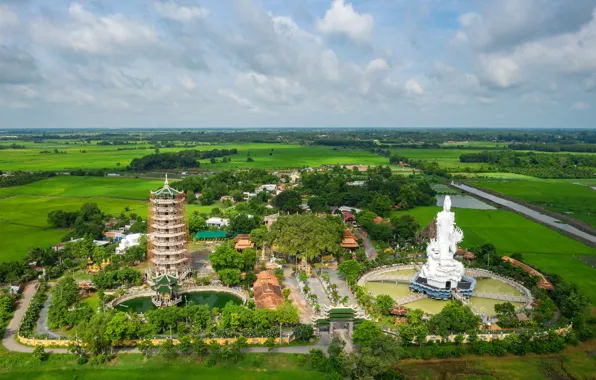 Картинка природа, бассейн, храм, Вьетнам