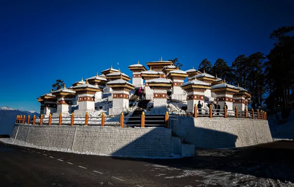 Картинка Бутан, Гималаи, перевал, ступы, Друк Вангьял Чортенс