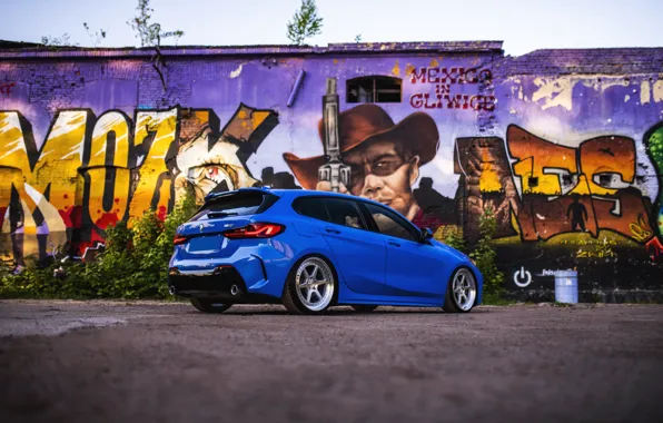 Картинка BMW, Blue, Graffiti, 1 Series, Rear, BMW 1 Series, JR Wheels