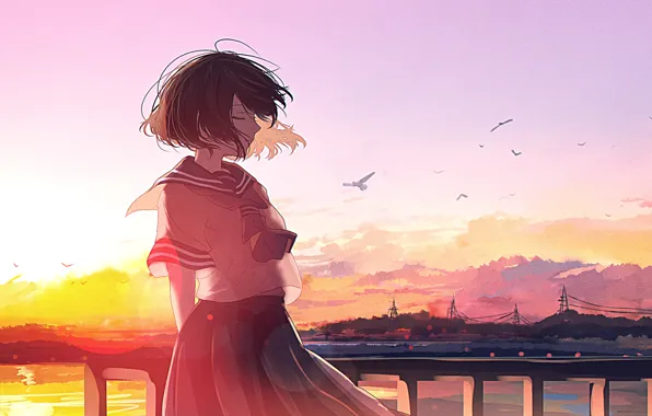 Картинка sunset, anime, art, mifuru