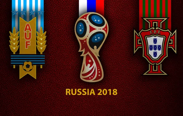 Картинка wallpaper, sport, logo, football, FIFA World Cup, Russia 2018, Uruguay vs Portugal