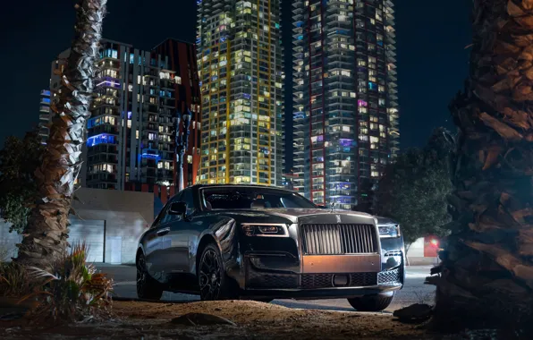 Картинка Rolls-Royce, Ghost, Front, Black, Side, Town, Rolls-Royce Ghost, Black Badge, 2022
