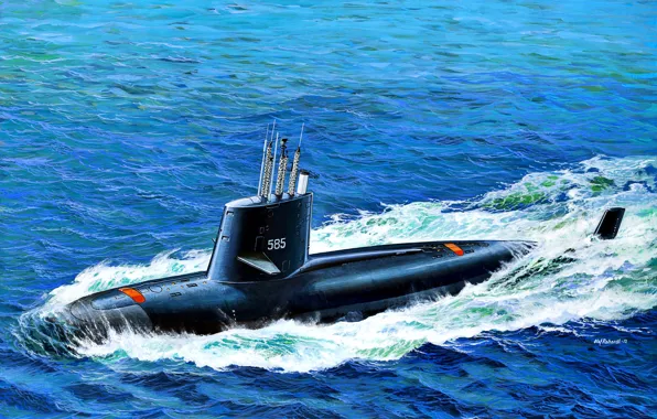 Картинка USA, US Navy, подводная лодка атомная торпедная, SSN-585, Skipjack class