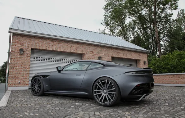 Картинка Aston Martin, DBS, Superleggera, Black, Wheelsandmore, Rear, DBS Superleggera