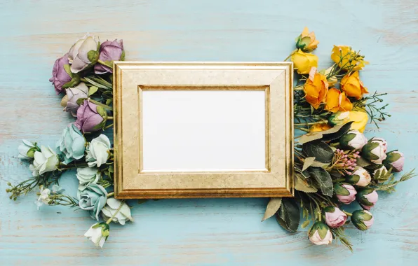Картинка цветы, рамка, Beautiful, Blue, flower, wood, flowers, background, голубой фон, romantic, spring, bouquet, букеты, frame