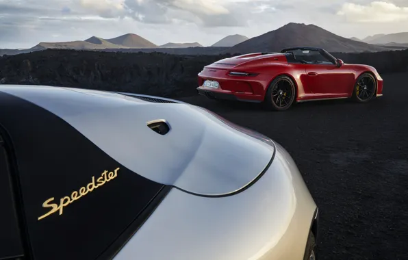 Картинка красный, 911, Porsche, Speedster, 991, 2019, серо-серебристый, горбы, 991.2
