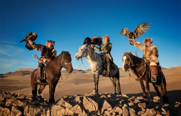Картинка охотники, Монголия, Праздник орла