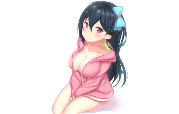 Картинка girl, sexy, cleavage, long hair, boobs, anime, beautiful, pretty, breasts, attractive, handsome, thighs, hoodie, brunette …