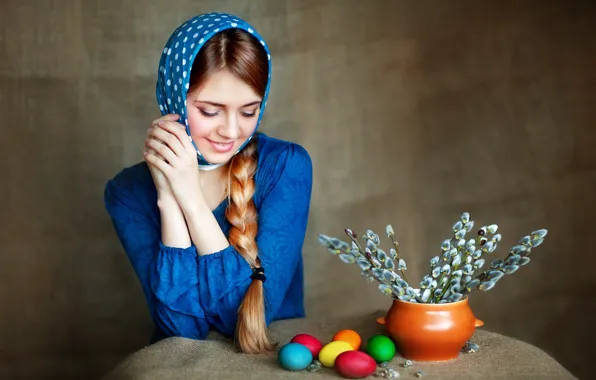 Картинка девушка, радость, весна, пасха, Olga Boyko